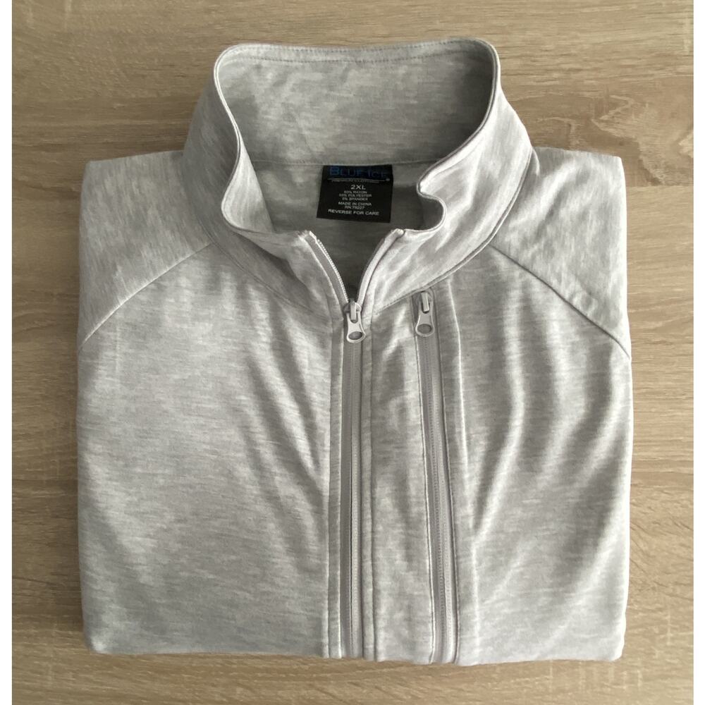 Blue Ice Men's XXL Full Zip Sweatshirt Chest Pocket Stretch Gray NEW